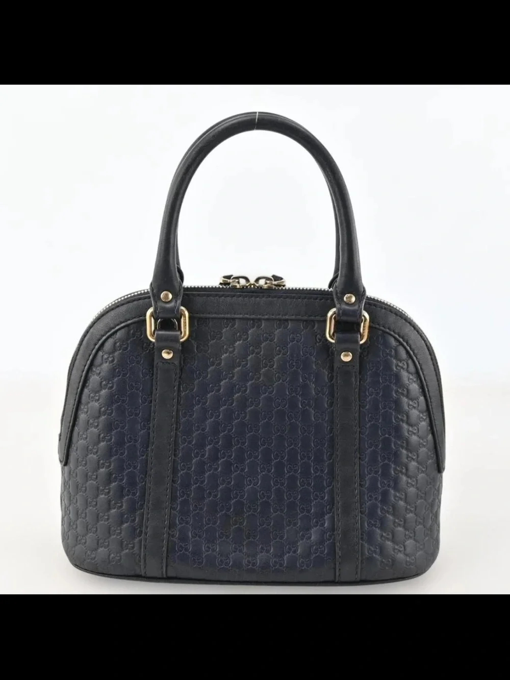 Gucci Black Leather Top-Handle Dome Bag